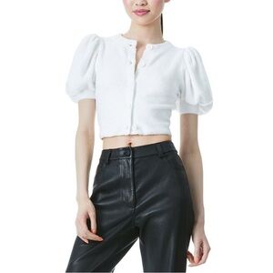 alice + olivia Sabine Puff Sleeve Cardigan Small